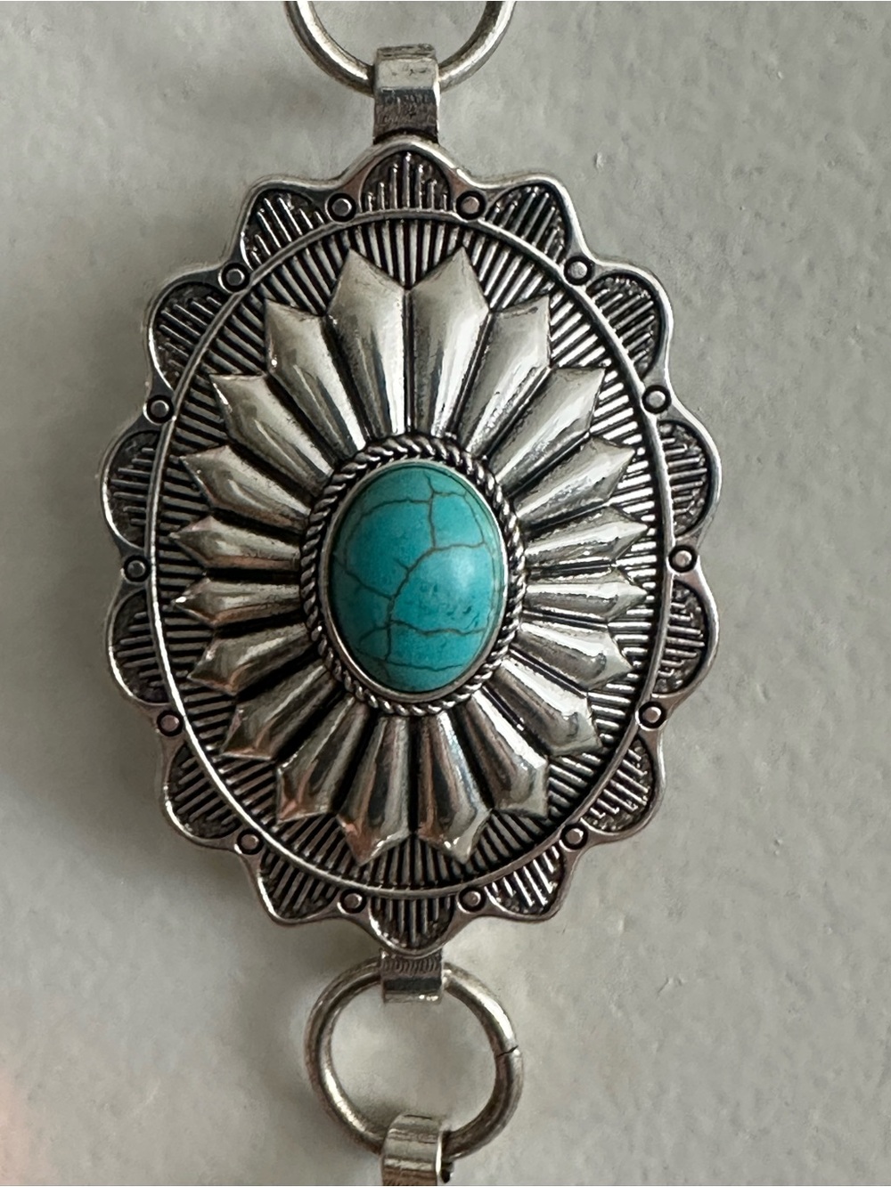 Turquoise Stone Silver-Tone Western Concho Belt Accent